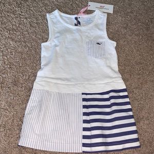 NWT VV Mixed Media Tank Dress White Cap Sz 2T
